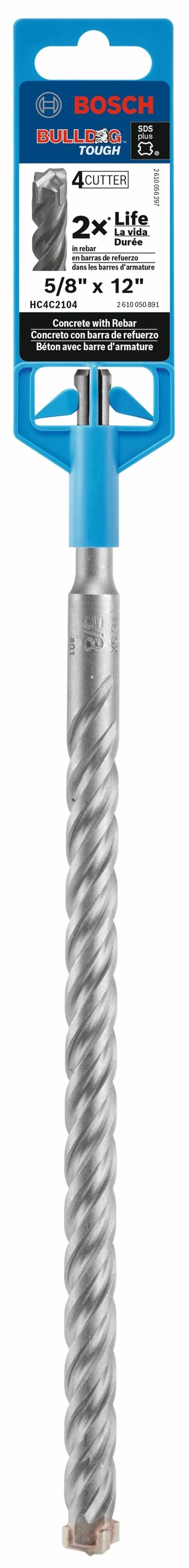 Bulldog Tough 4-Cutter 5/8-in x 12-in Alloy Steel Masonry Drill Bit for Sds-plus Drill HC4C2104