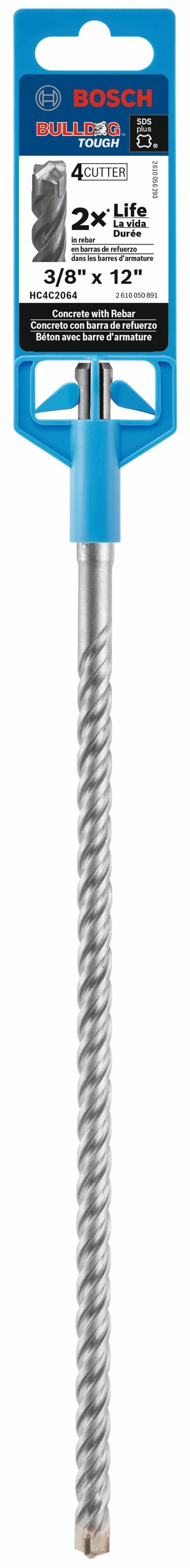 Bulldog Tough 4-Cutter 3/8-in x 12-in Alloy Steel Masonry Drill Bit for Sds-plus Drill HC4C2064