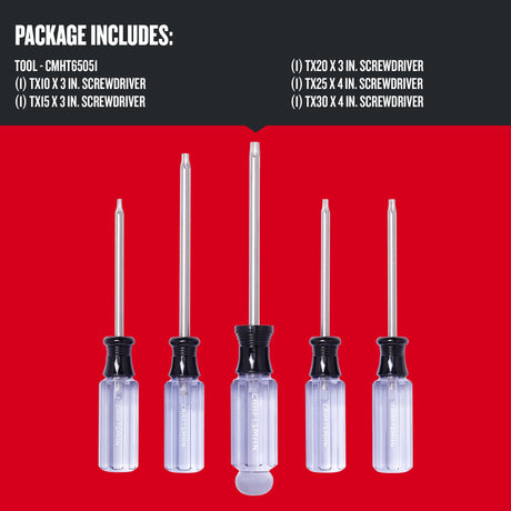 5-Piece Acetate Handle Assorted Drive Screwdriver Set CMHT65051