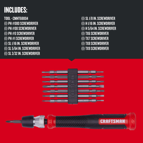 Precision 14-Piece Bi-material Handle Multi-bit Assorted Drive Screwdriver Set CMHT68004