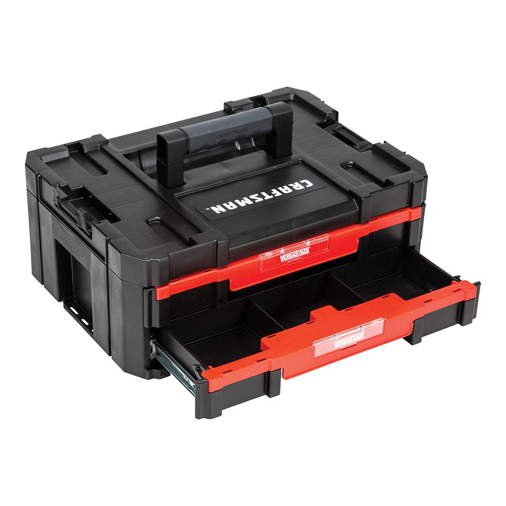 VERSASTACK 17-in W x 6.87-in H x 12.5-in D 2-Drawer Black Plastic Tool Box CMST17804