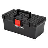 16-in W x 6.4-in H x 8.5-in D Black Plastic Tool Box CMST16005