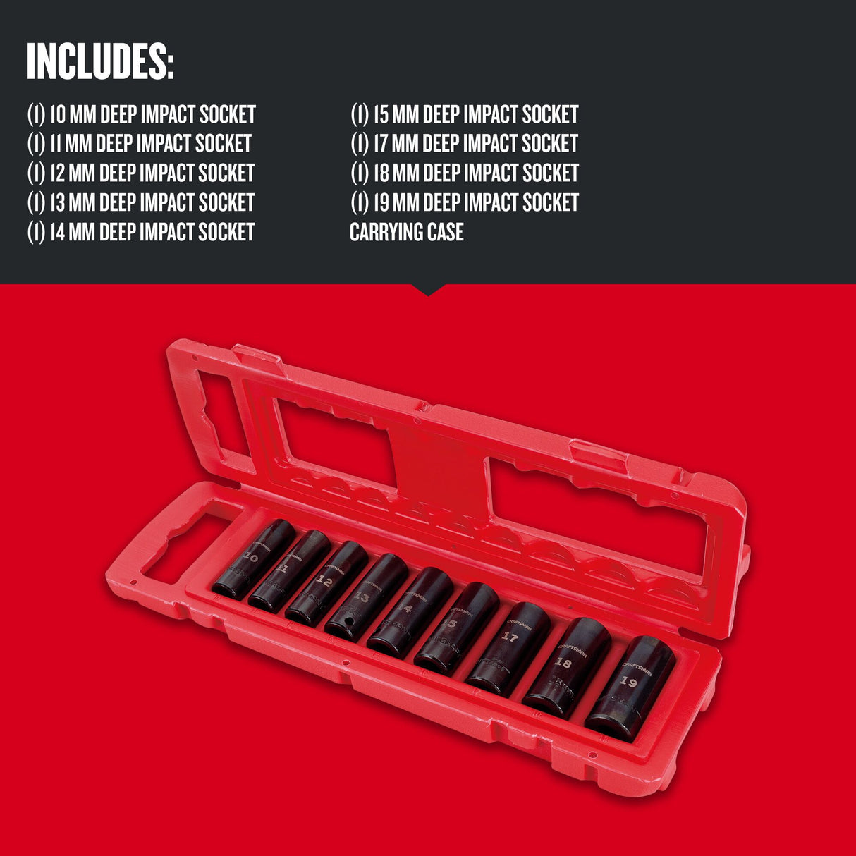 9-Piece Metric 3/8-in Drive Set 6-Point Impact Socket Set CMMT15883