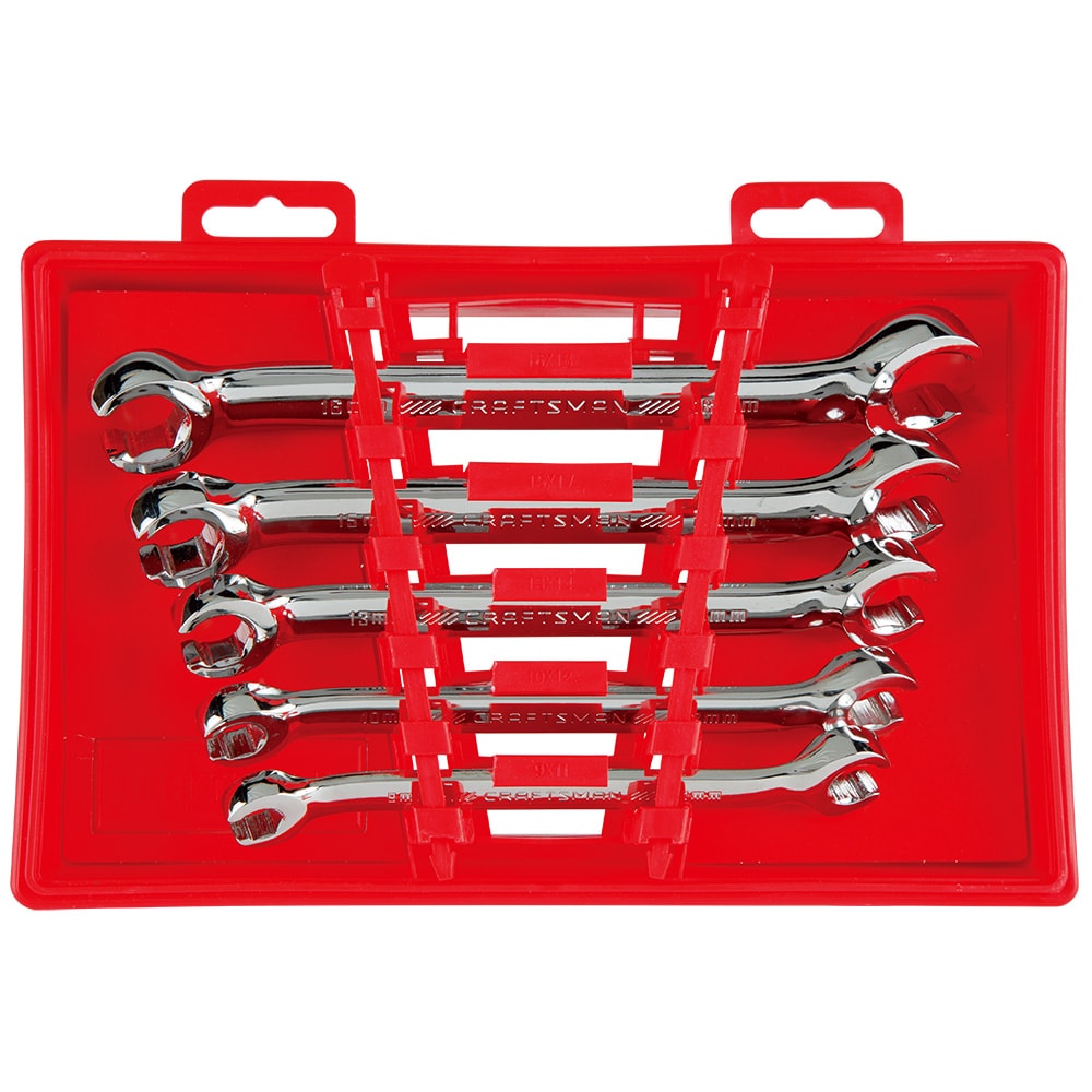 5-Piece Set 6-point Metric Flare Nut Open End Wrench Includes Hard Case CMMT99333