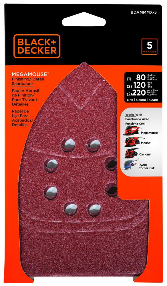 5-Piece Aluminum Oxide Multi-grade Pack-Grit Detail Sandpaper BLA-BDAMMMX-5