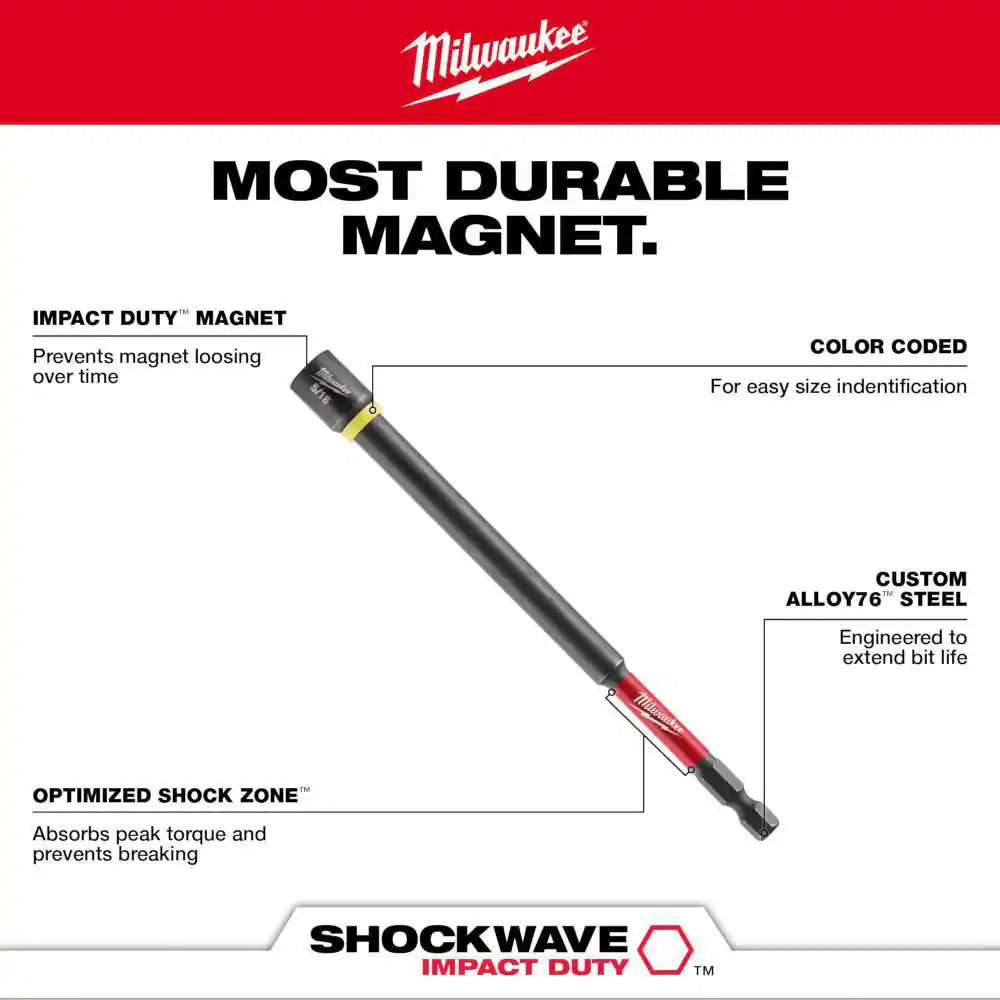 SHOCKWAVE Impact Duty 7/16 In. X 6 In. Alloy Steel Magnetic Nut Driver (1-Pack)