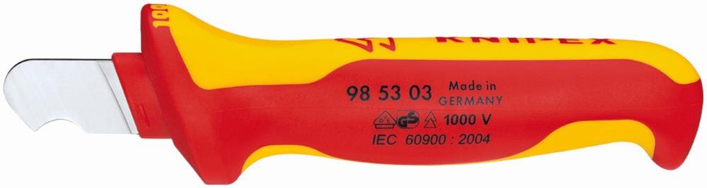 1000V Insulated Utility Knife with 1.11-in Fixed Hook Blade - Removes Outer Insulation on Conductor Cables 98 53 03