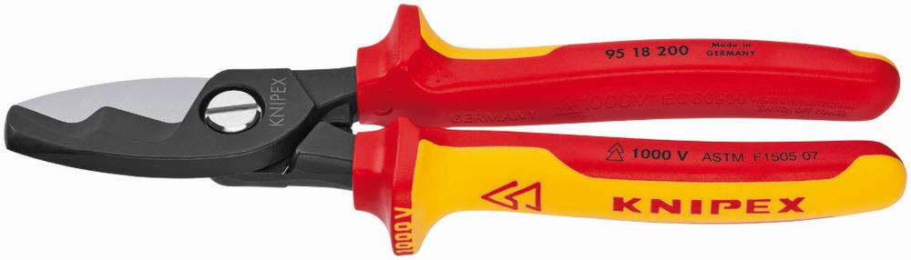 Red 8-Inch Cutting Pliers for Electrical Applications - Clean Cut, Pinch Guard, Chrome Vanadium Steel Blades 95 18 200 SBA