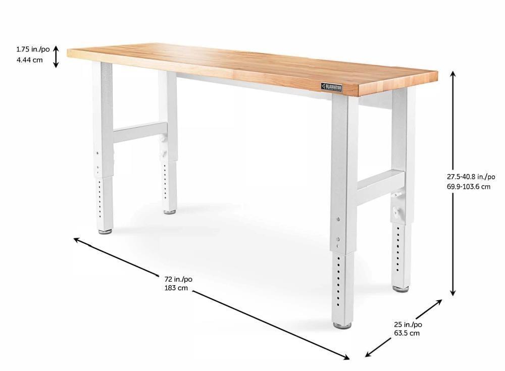 74-in L x 41-in H Hammered White Wood Adjustable Height Portable Work Bench GAWB06HWGW