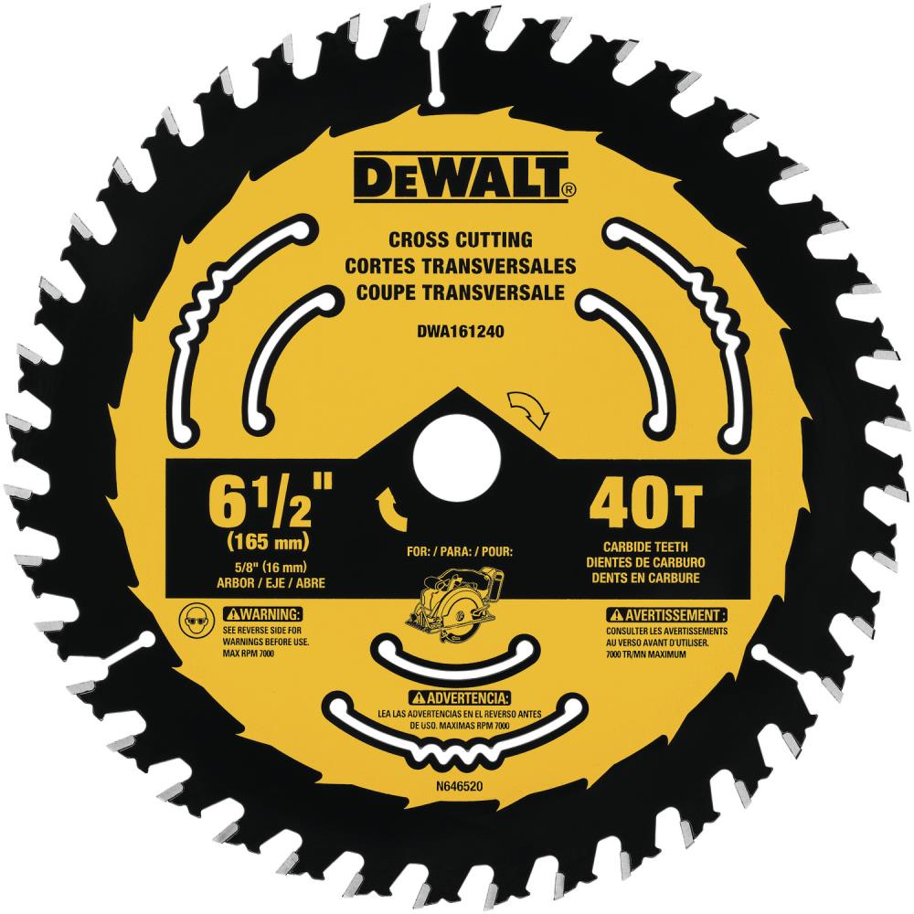 6-1/2-in 40-Tooth Fine Finish Tungsten Carbide-tipped Steel Circular Saw Blade DWA161240L