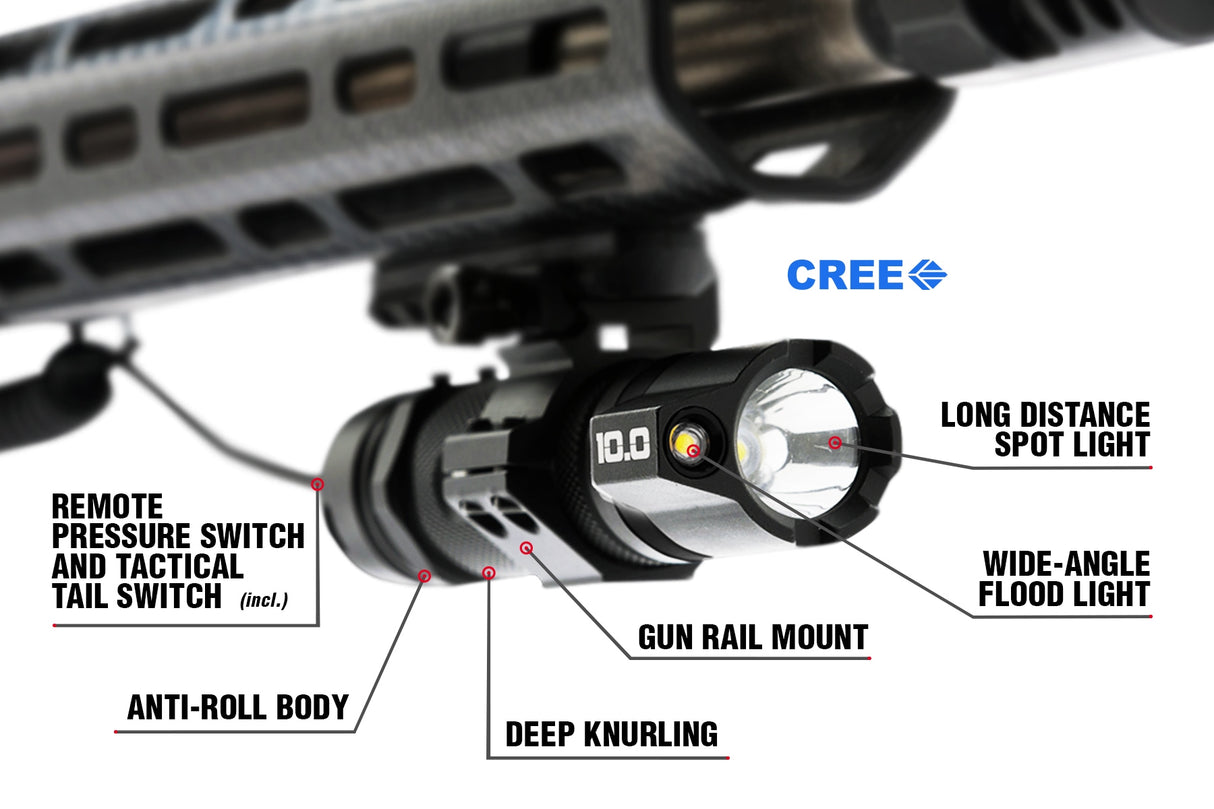 BAMFF 1000-Lumen 5 Modes LED Rechargeable Spotlight Flashlight 120