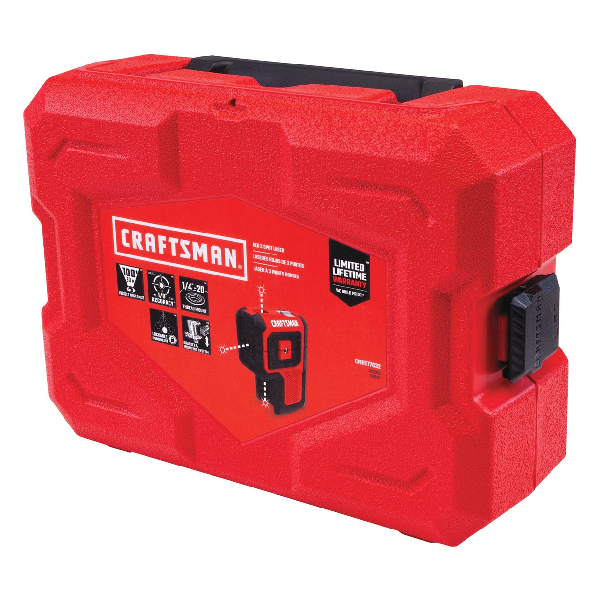 Red 100-ft Self-Leveling Outdoor 3 Spot Beam Line Generator Laser Level Kit CMHT77632