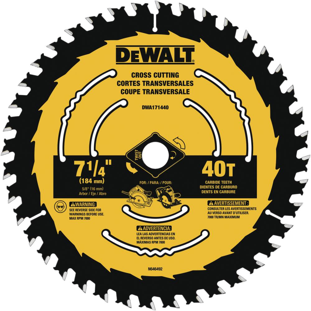 7-1/4-in 40-Tooth Fine Finish Tungsten Carbide-tipped Steel Circular Saw Blade DWA171440L