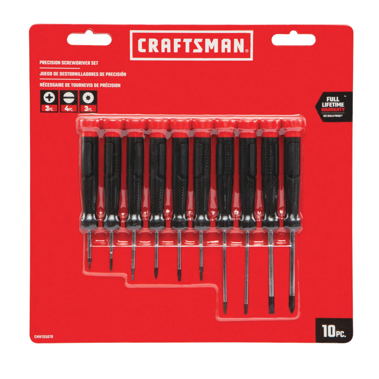 Precision 10-Piece Bi-material Handle Assorted Drive Screwdriver Set CMHT65070