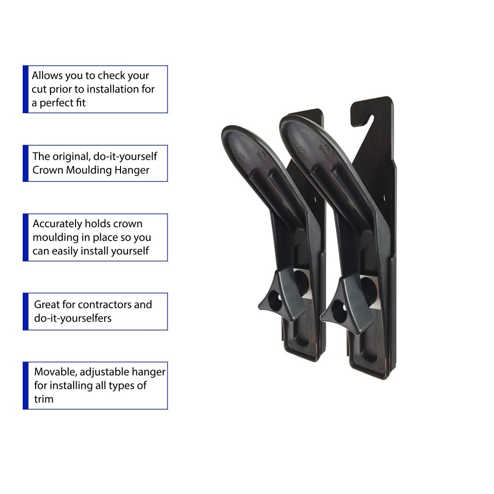 Black PVC Crown Moulding Hanger Clamps - 2-Pack, 2-1/4-in Jaw Opening - Easy Installation & Perfect Fit - DIY Essential SL100