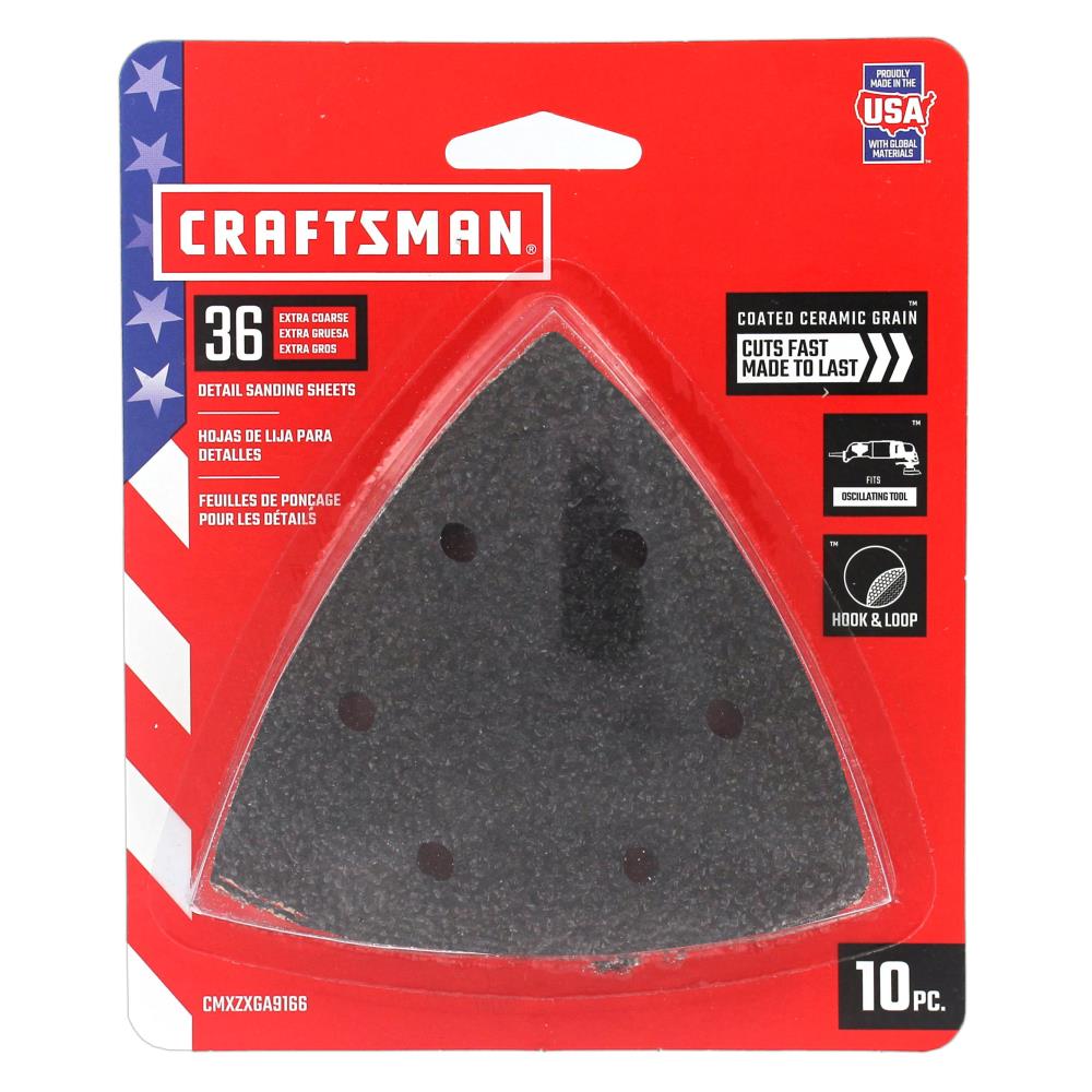 3-5/8 H/L 6H Lrg Osc 36 Grit 10pk 10-Piece Ceramic Alumina 36-Grit Detail Sandpaper CRA-CMXZXGA9166