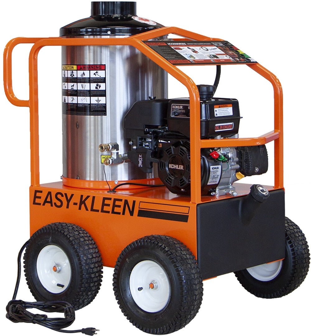 Commercial Hot Water Gasoline Oil Fired 2700 PSI 3-GPMs Hot Water Gas Pressure Washer with 5 Spray Tips EZO2703G