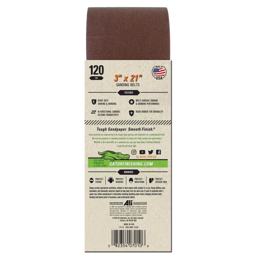 5-Piece Aluminum Oxide 120-Grit Belt Sandpaper GAT-7010