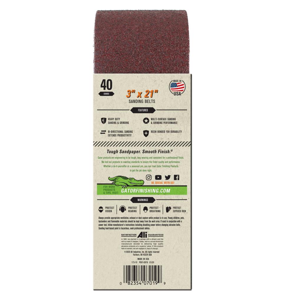 5-Piece Aluminum Oxide 40-Grit Belt Sandpaper GAT-7019