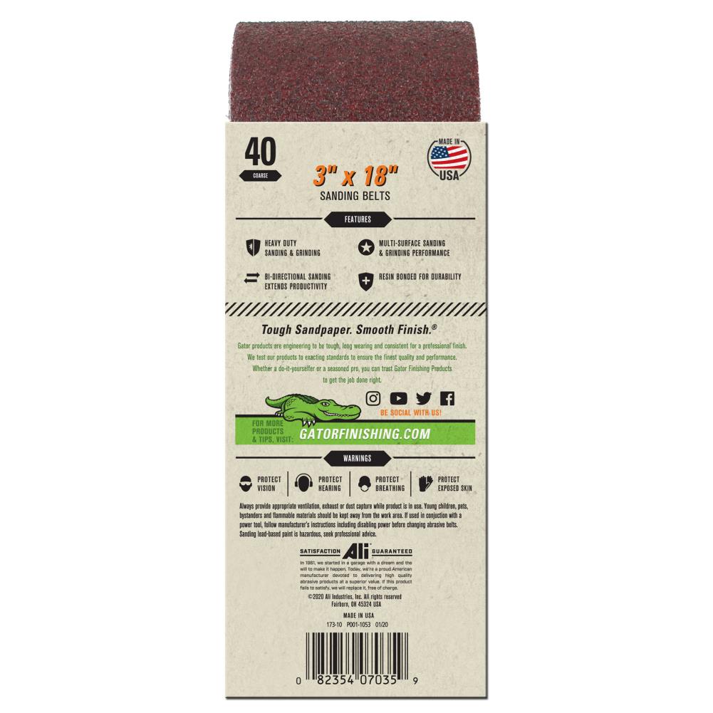 5-Piece Aluminum Oxide 40-Grit Belt Sandpaper GAT-7035