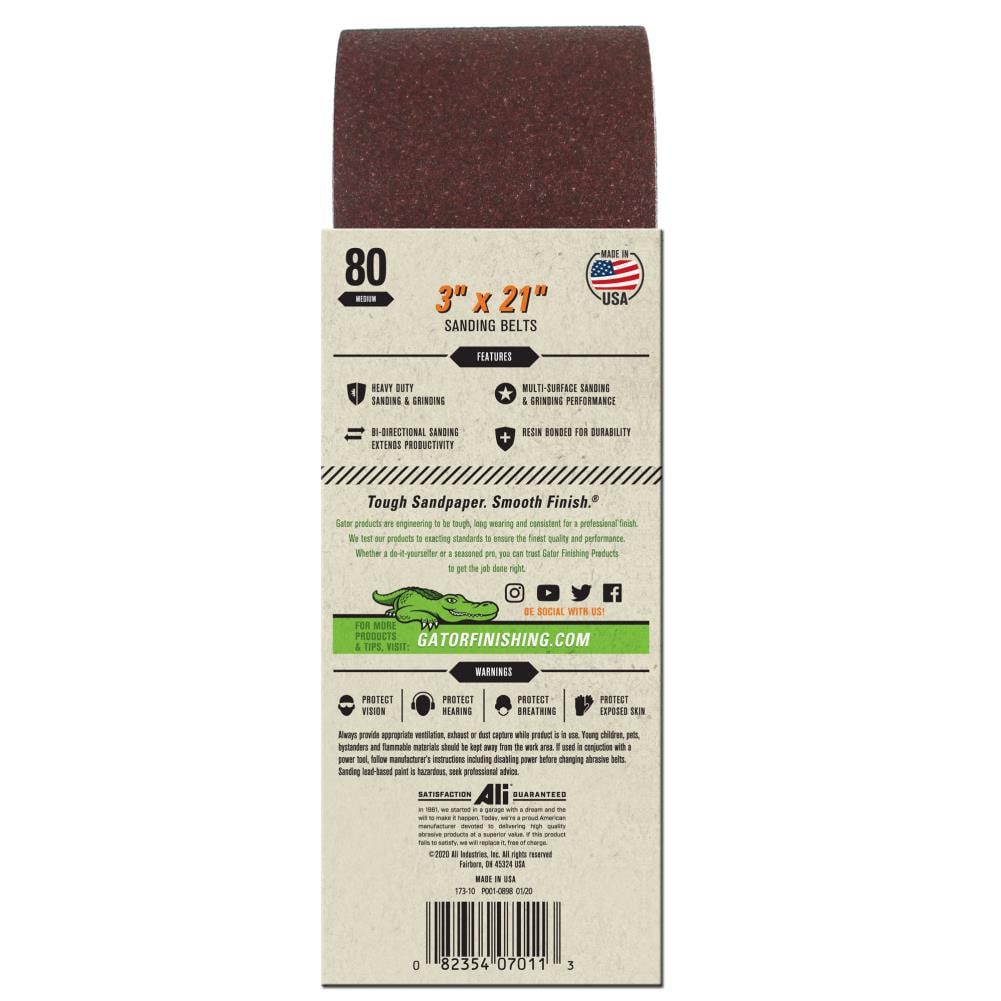 5-Piece Aluminum Oxide 80-Grit Belt Sandpaper GAT-7011