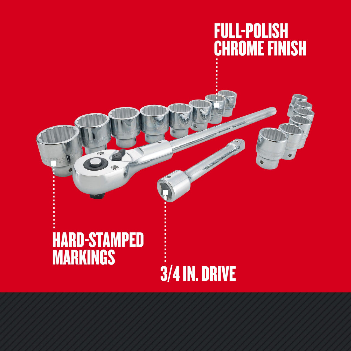 3/4-in Drive Standard (SAE) 3/4-in Shallow Socket Set (16-Pieces) CMMT12036