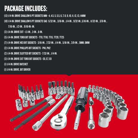 48-Piece Standard (SAE) and Metric Combination Polished Chrome Mechanics Tool Set with Hard Case CMMT12017