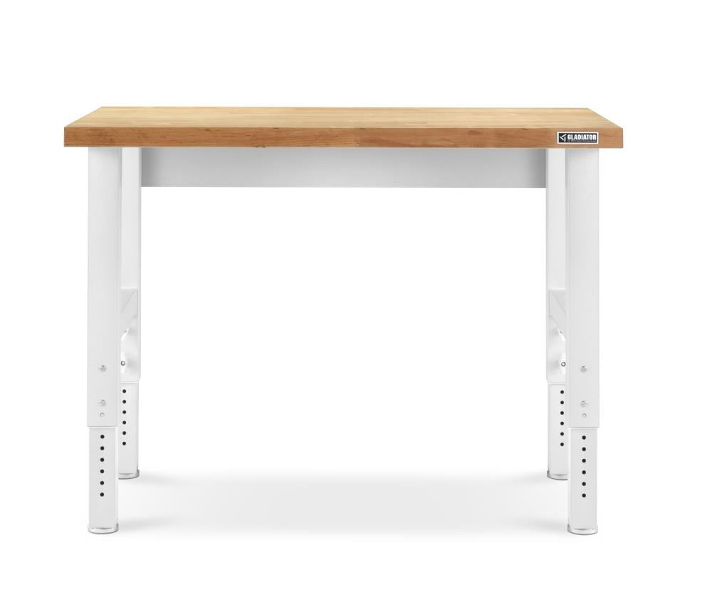 Adjustable Height 52.4-in L x 41-in H Hammered White Wood Adjustable Height Work Bench GAWB04HWJW