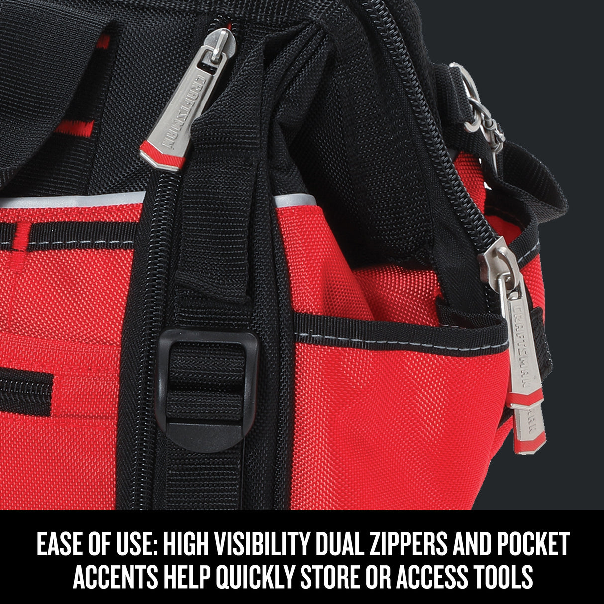 VERSASTACK Red/Black Polyester 17-in Zippered Tool Bag CMST17622