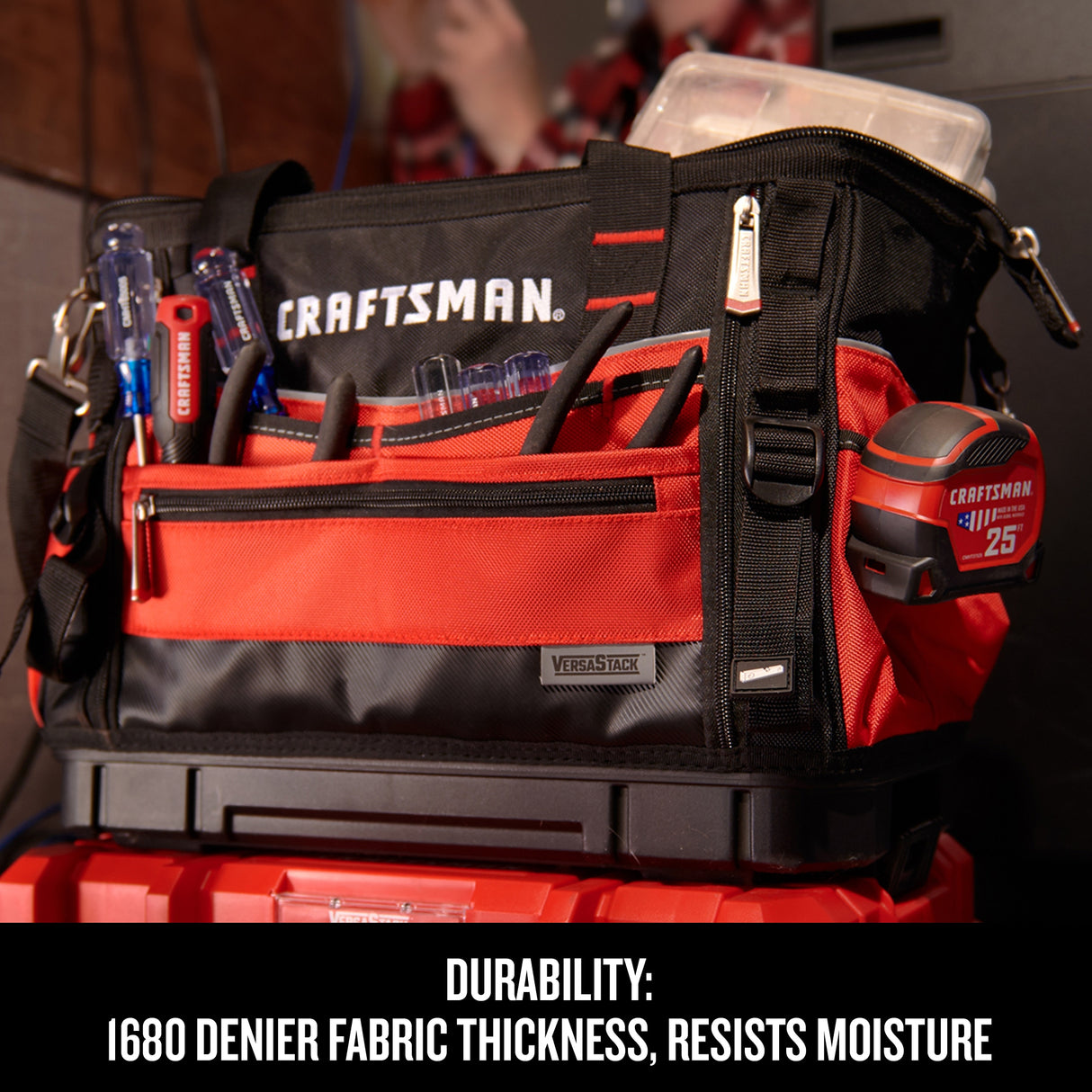 VERSASTACK Red/Black Polyester 17-in Zippered Tool Bag CMST17622