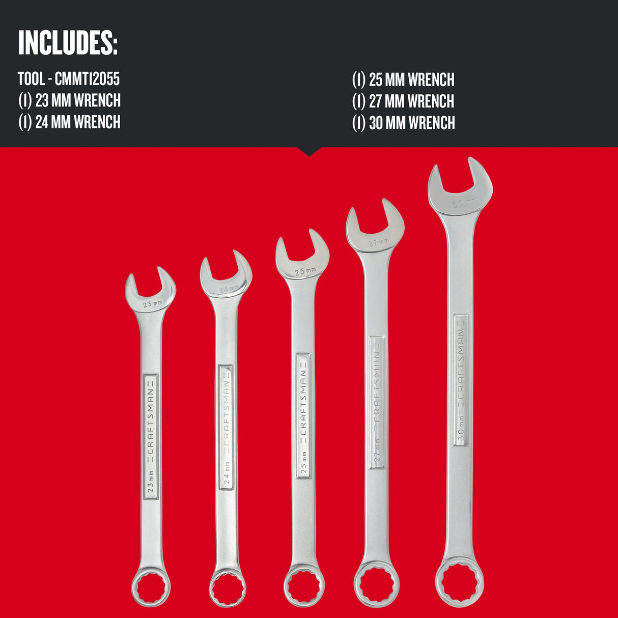 5-Piece Set 12-point Metric Combination Wrench CMMT12055