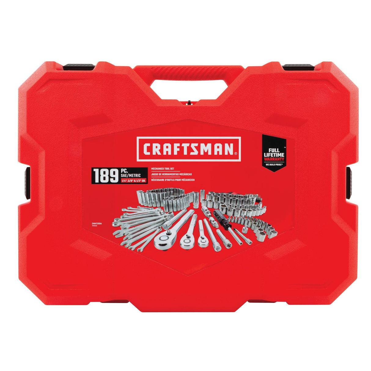 189-Piece Standard (SAE) and Metric Polished Chrome Mechanics Tool Set with Hard Case CMMT12034