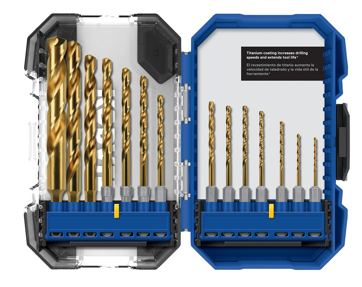 14-Piece Assorted Titanium Coated Hss Jobber Length Twist Drill Bit Set 89937