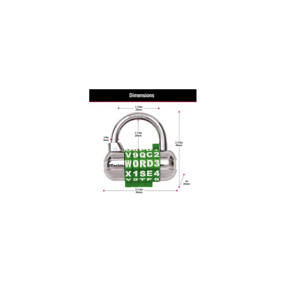 2-1/2 in Width Hardened Steel Resettable Combination Padlock 1534D