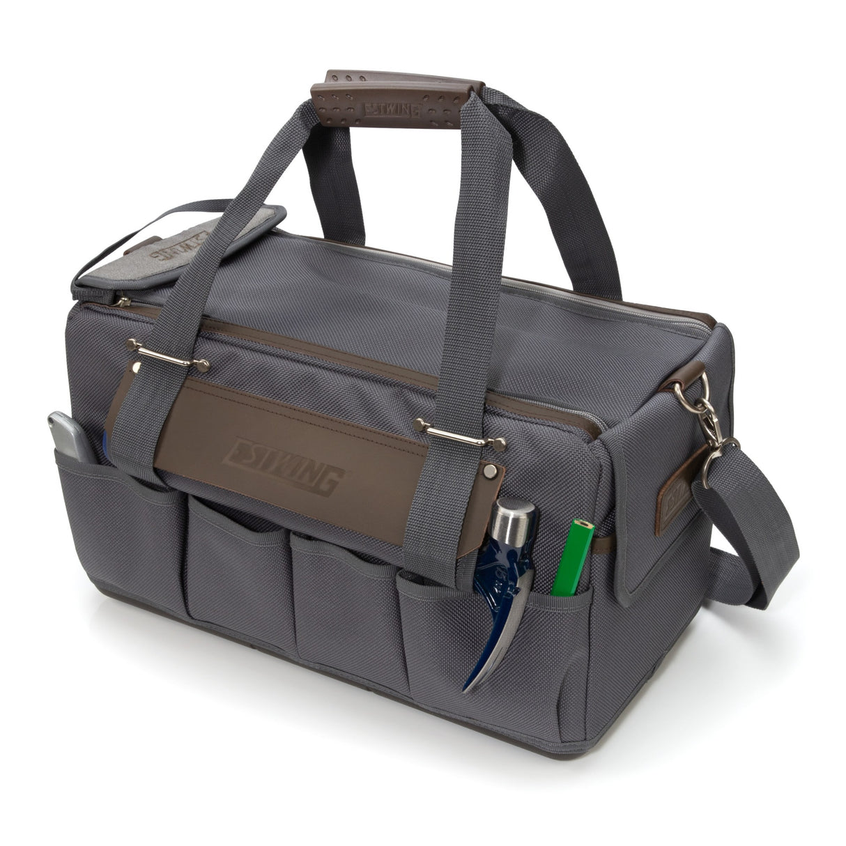 Gray/Brown Polyester 10-in Zippered Tool Bag 94762