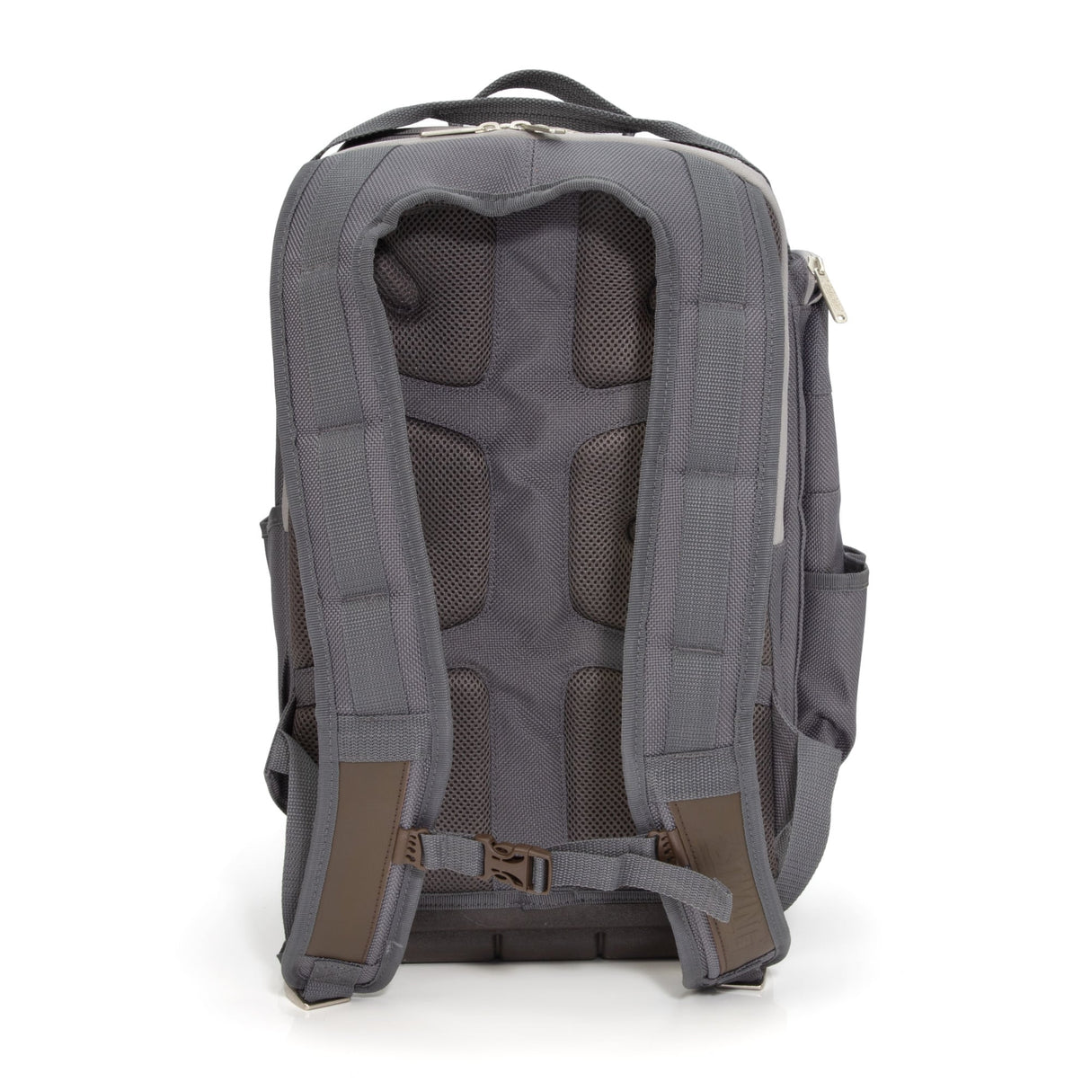 Gray/Brown Polyester 20-in Zippered Backpack 94759