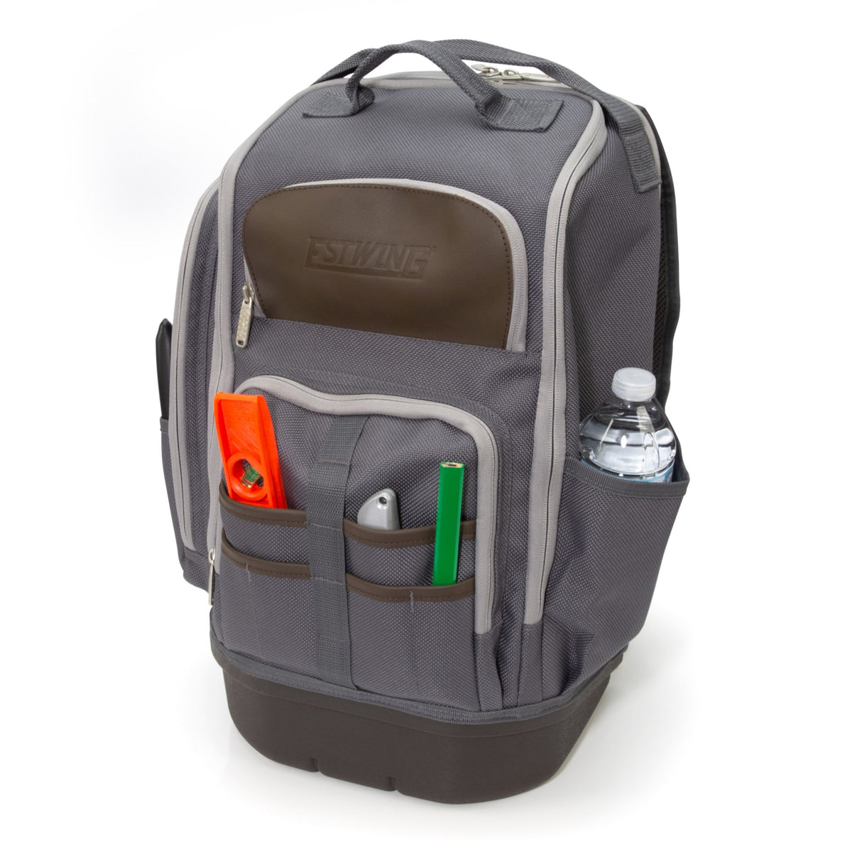 Gray/Brown Polyester 20-in Zippered Backpack 94759