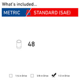 48-Piece Standard (SAE) and Metric Combination 1/2-in Drive Set 6-point Impact Socket Set CMMT16548