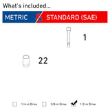 23-Piece Standard (SAE) and Metric Combination 1/2-in Drive Set 6-Point Impact Socket Set CMMT16970