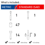 66-Piece Standard (SAE) and Metric Combination Polished Chrome Mechanics Tool Set with Soft Case CMMT12020