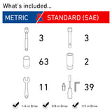 121-Piece Standard (SAE) and Metric Combination Gunmetal Chrome Mechanics Tool Set with Hard Case CMMT12033