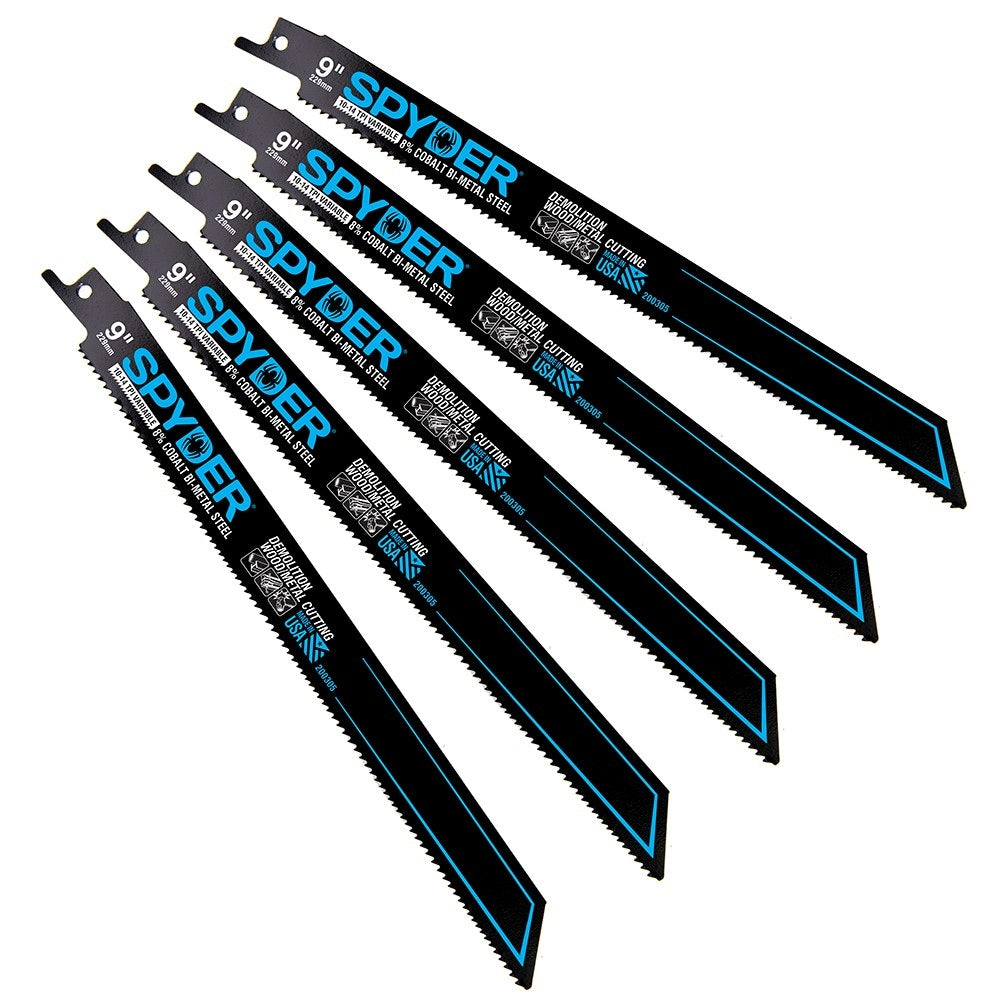 Black Series Bi-metal 9-in 10/14-TPI Wood/Nail Embedded Cutting Demolition Reciprocating Saw Blade (5-Pack) SPY-200305