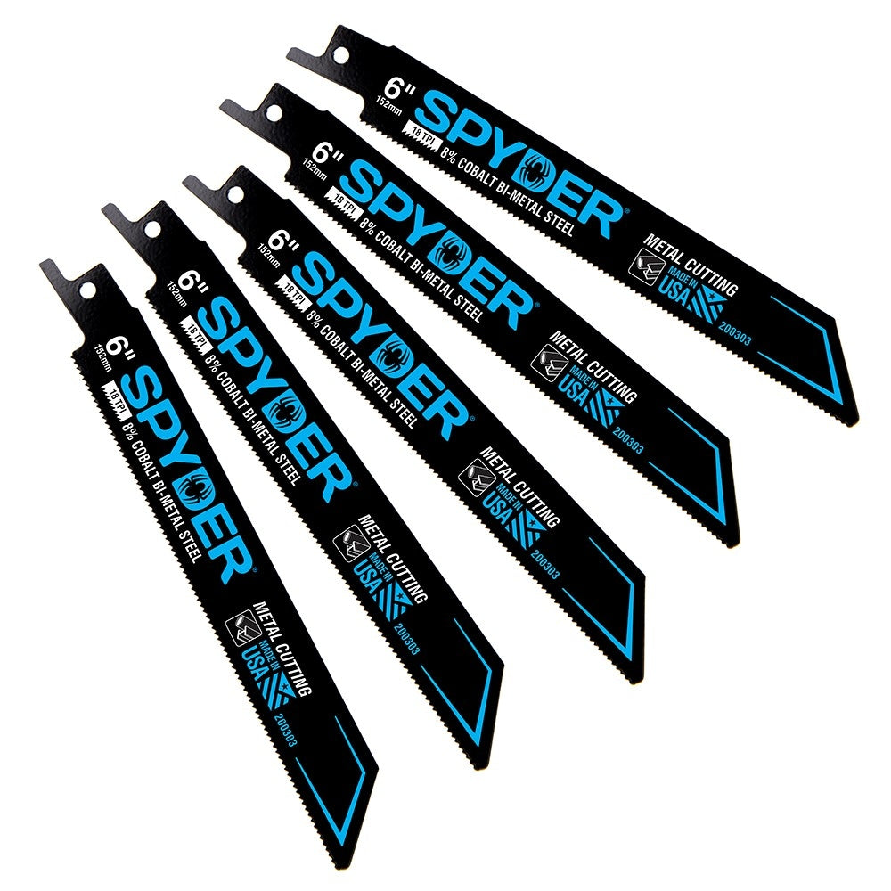 Black Series Bi-metal 6-in 18-TPI Metal Cutting Reciprocating Saw Blade (5-Pack) SPY-200303