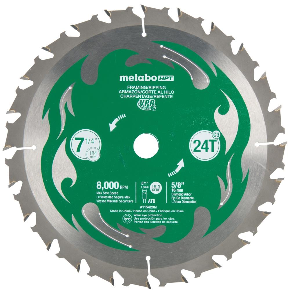 Viper 7-1/4-in 24-Tooth Rough Finish Carbide Circular Saw Blade 115429M