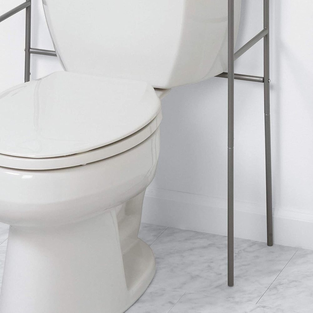 Over the Toilet Freestanding Spacesaver Satin Nickel Steel 2523NN