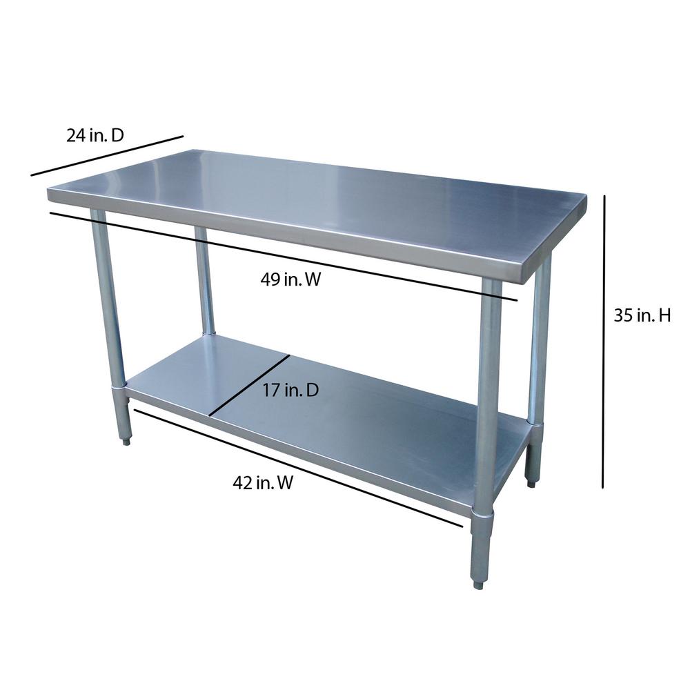 49-in L x 35-in H Adjustable Shelf Curved-edged Chrome Worktable Steel Work Bench SSWTABLE