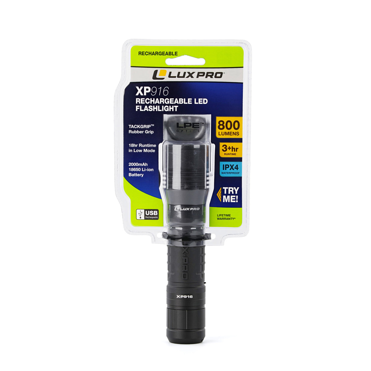 800-Lumen 4 Modes LED Rechargeable Spotlight Flashlight XP916