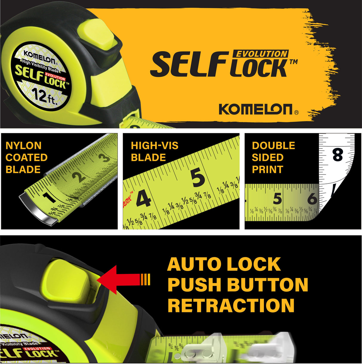 Self-Lock Evolution 12-ft Auto Lock Tape Measure L4812HV