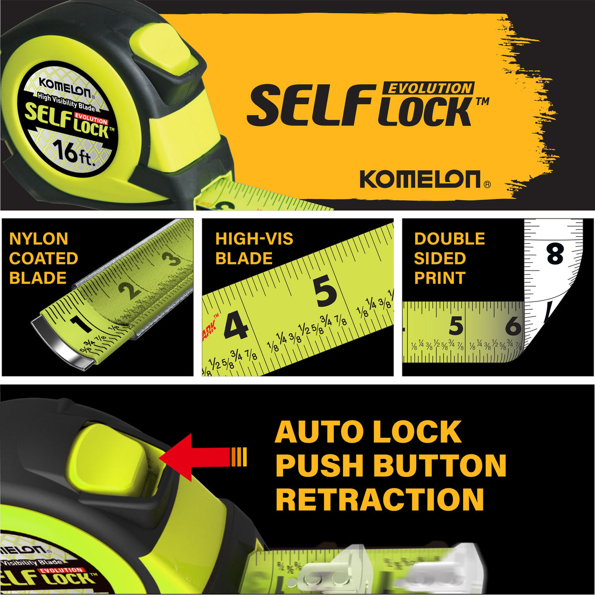 Self-Lock Evolution 16-ft Auto Lock Tape Measure L4816HV