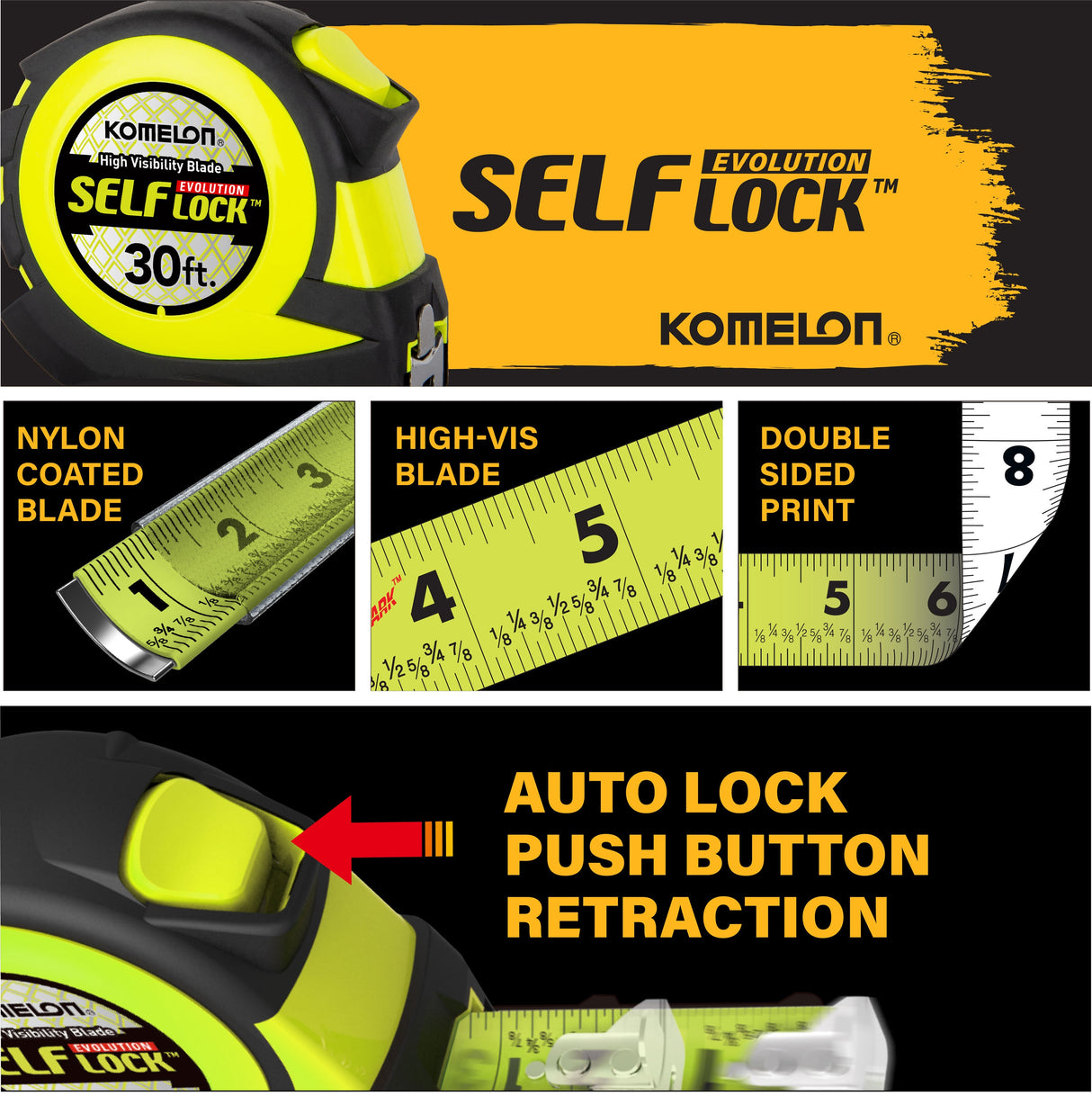 Self-Lock Evolution 30-ft Auto Lock Tape Measure L4830HV